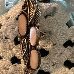 Vintage Sterling Silver & Mother of Peal Unisex Ring 7ish